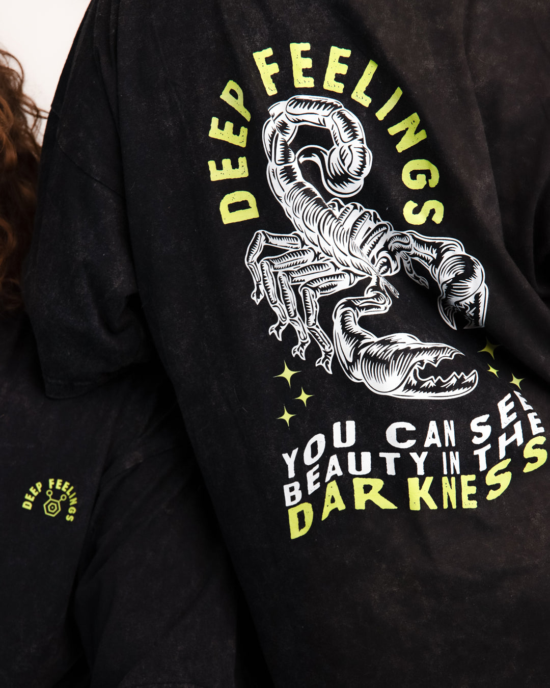 DEEP FEELINGS T-SHIRT // BLACK ACID WASH