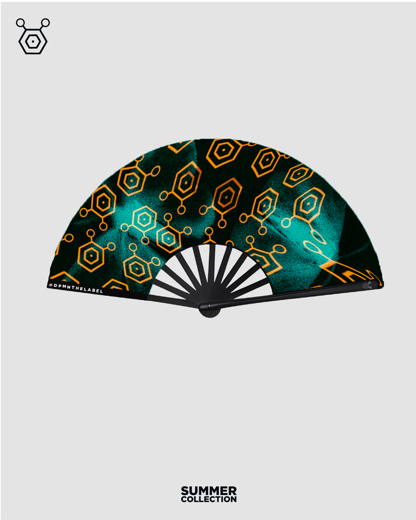 Dpmn Handfan Summer - Molecule Orange & Blue Butterfly