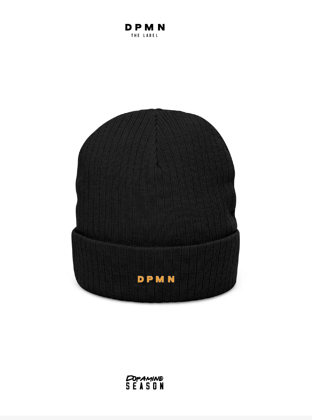 Ribbed Knit Beanie Black/yellow Classic- Dpmn fall/winter Season