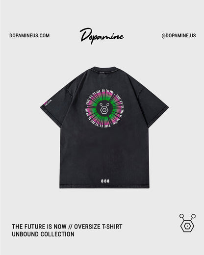 THE FUTURE IS NOW T-SHIRT // BLACK ACID WASH