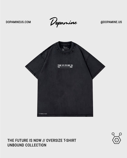 THE FUTURE IS NOW T-SHIRT // BLACK ACID WASH
