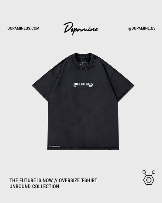 THE FUTURE IS NOW T-SHIRT // BLACK ACID WASH