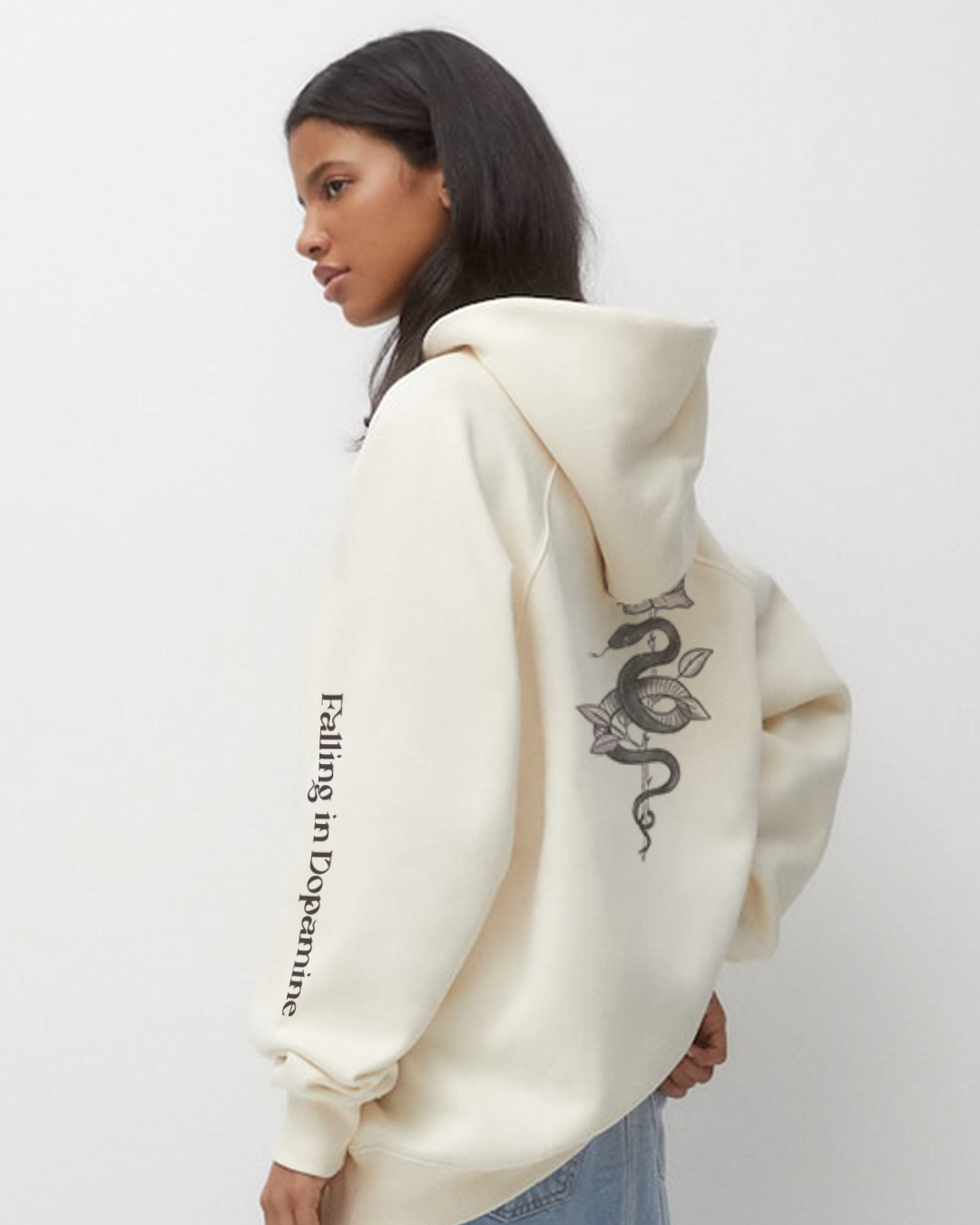 Rose & Snake Hoodie - Beige