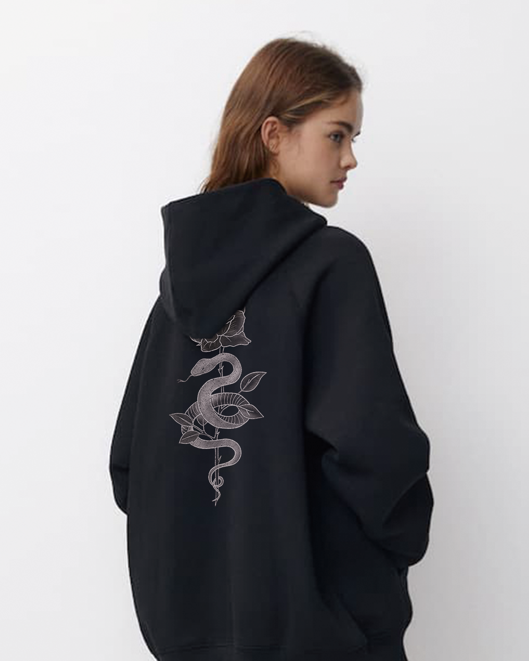 Rose & Snake Hoodie - Black