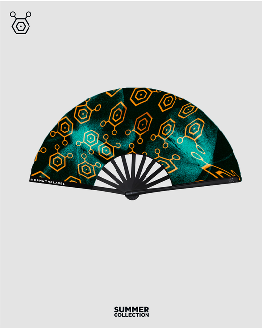Dpmn Handfan Summer - Molecule Orange & Blue Butterfly
