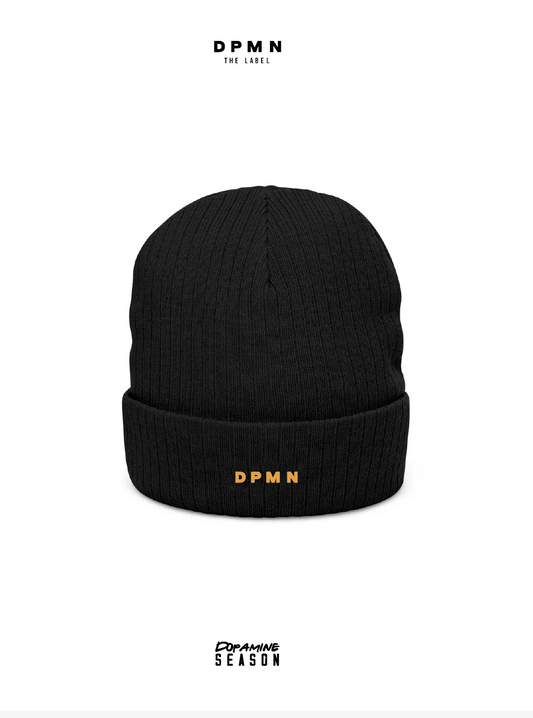 Ribbed Knit Beanie Black/yellow Classic- Dpmn fall/winter Season