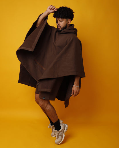 Poncho Hoodie - Brown