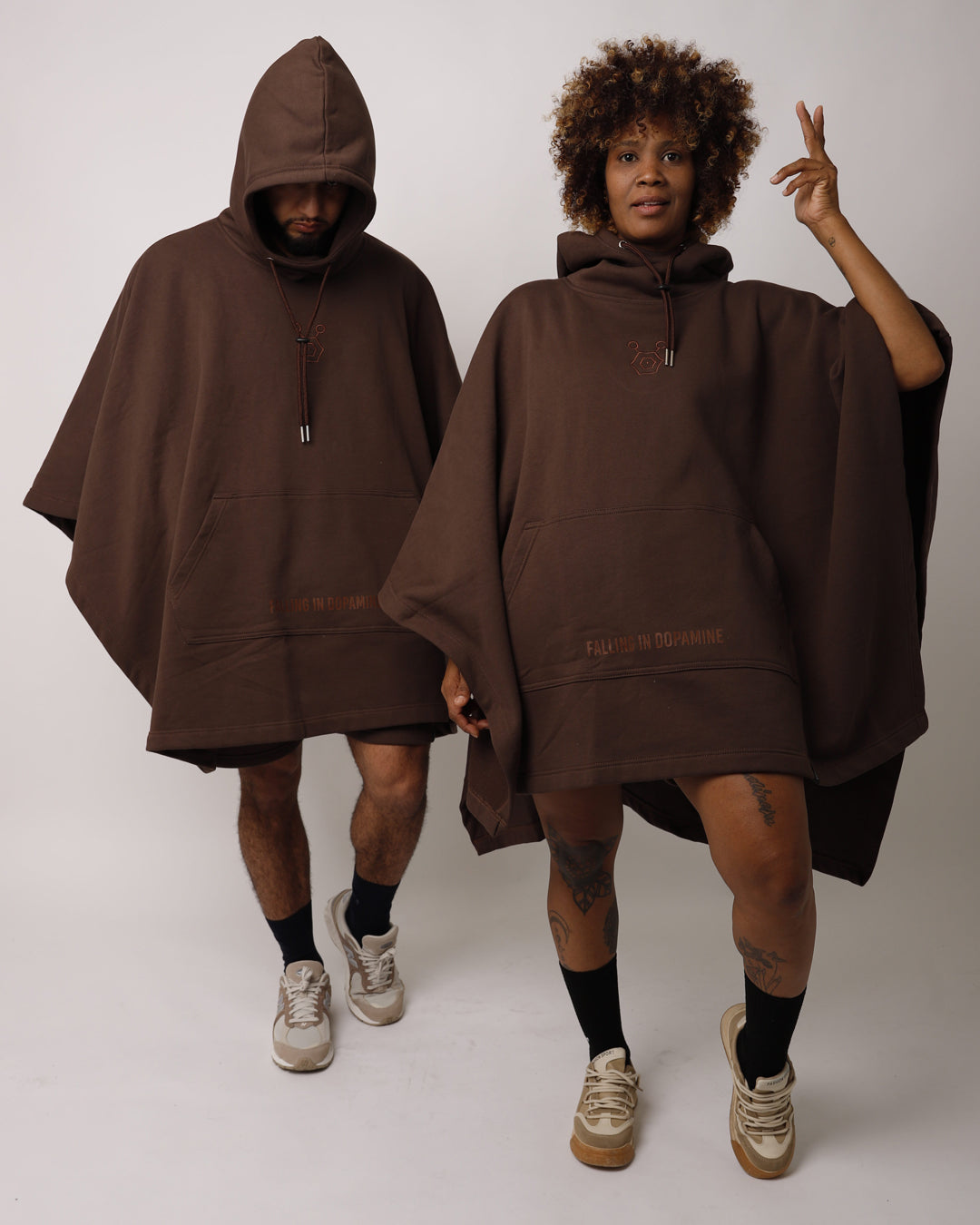 Poncho Hoodie - Brown